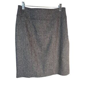 Banana Republic Size 6 Herringbone Pencil Skirt Stretch Wool Blend Gray Black